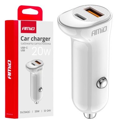 USB Полнач Двоен USB+TypeC QC 20W AMIO